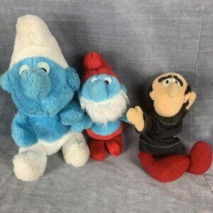 Smurfs 1981 Vintage 6inch & 8inchPlush Stuffed Toys Peyo Wallace  & Berrie Lot o